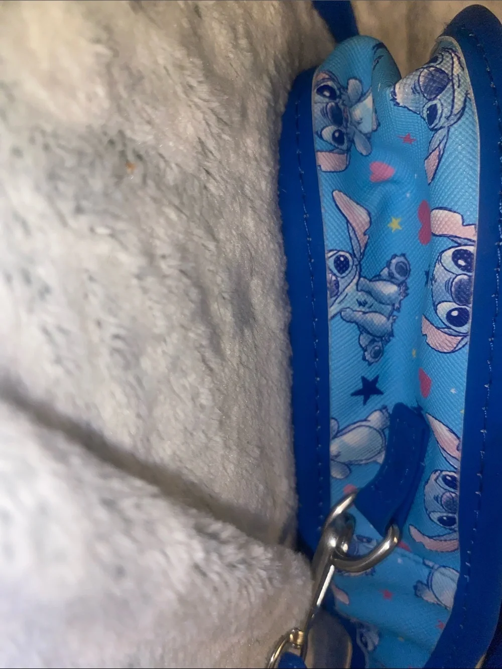 Disney Blue Stitch Crossbody Bag with Pink Heart Accents